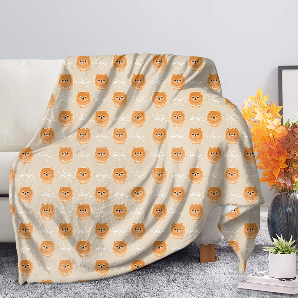 Little Pomeranian Pattern Print Blanket