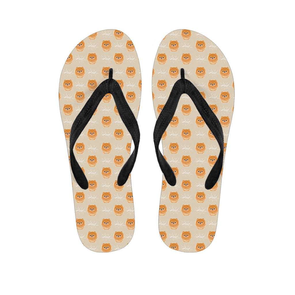 Little Pomeranian Pattern Print Flip Flops