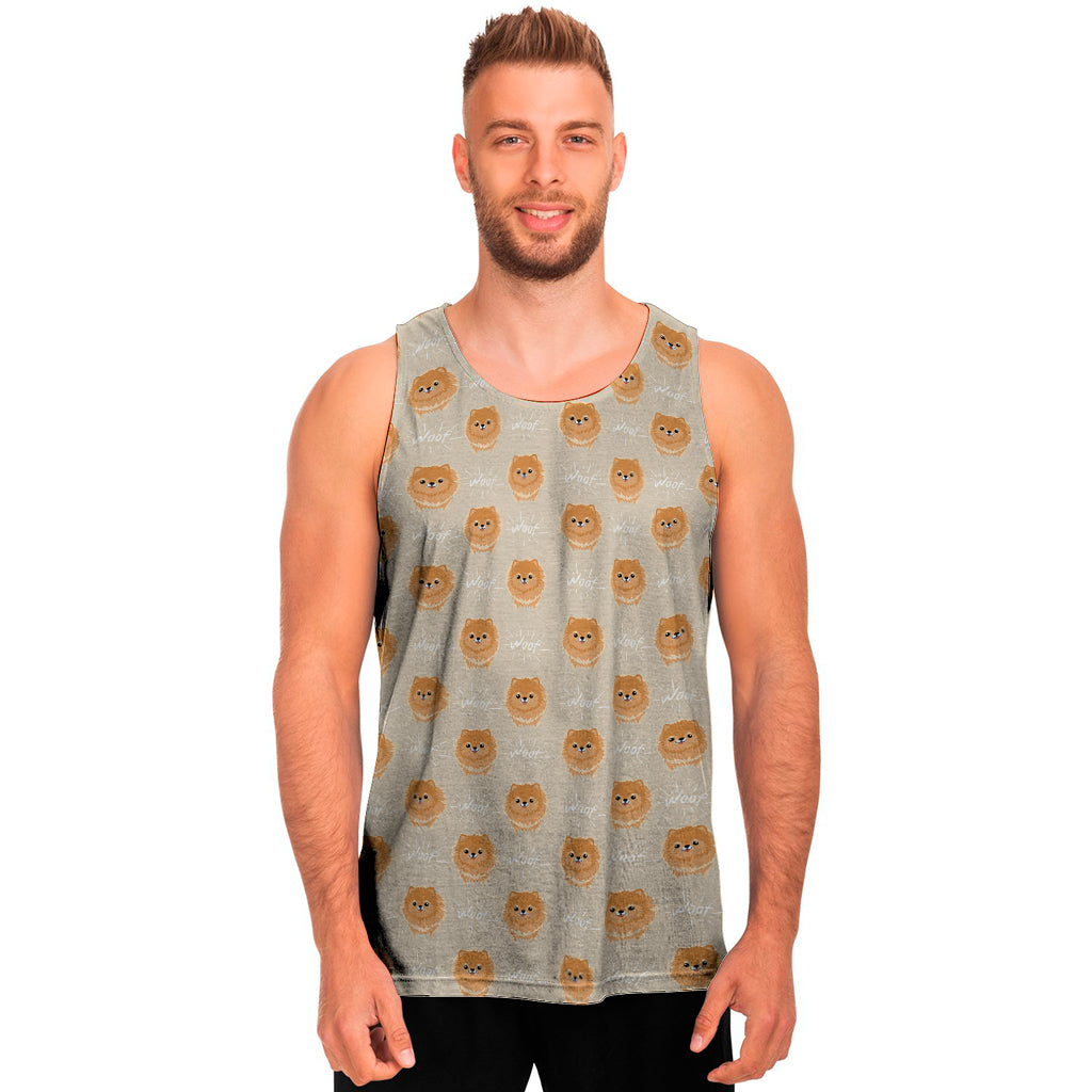 Little Pomeranian Pattern Print Men's Tank Top