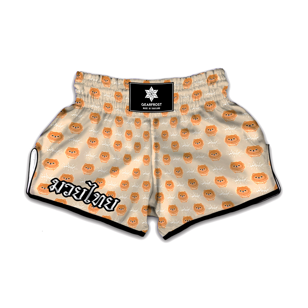 Little Pomeranian Pattern Print Muay Thai Boxing Shorts