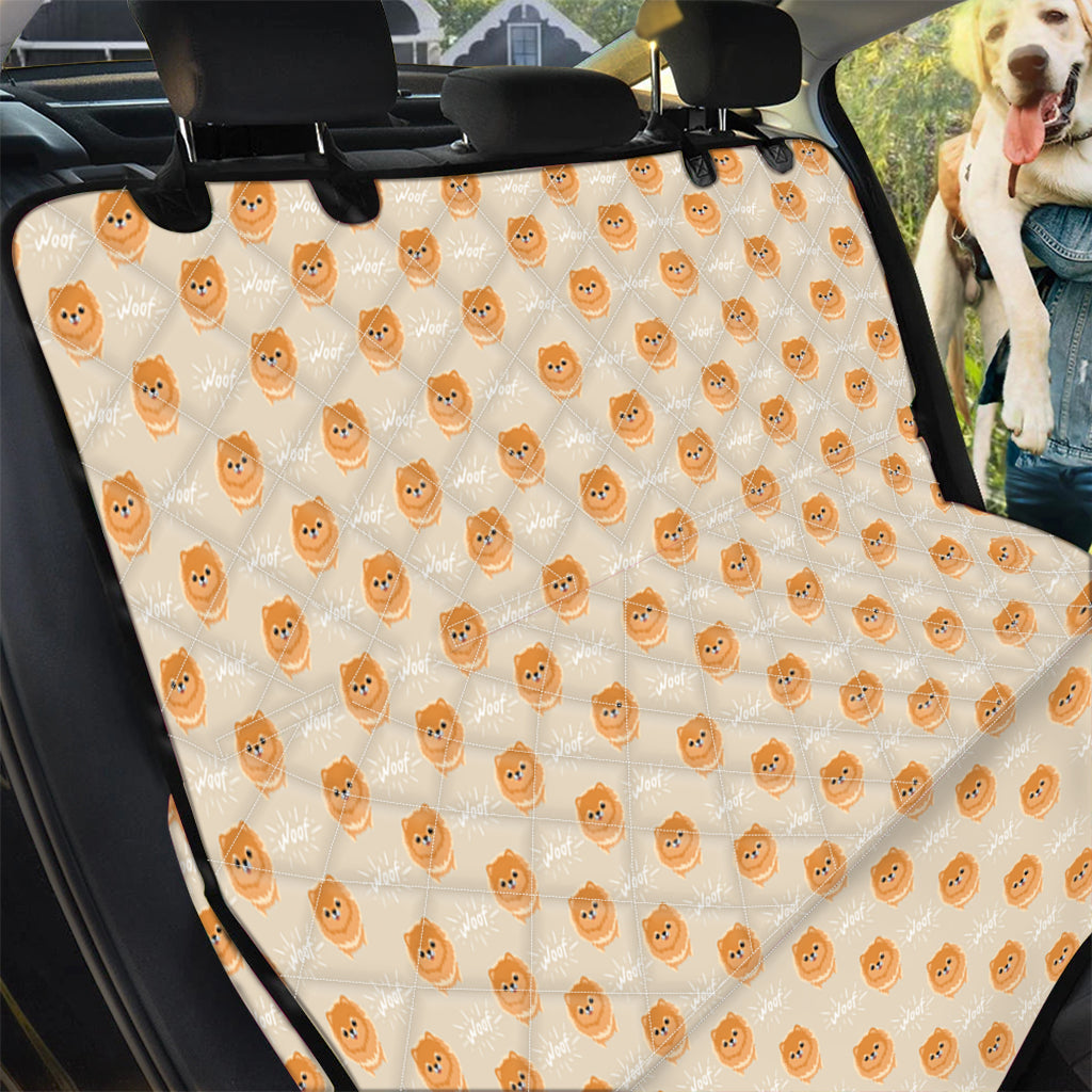 Little Pomeranian Pattern Print Pet Car Back Seat Cover