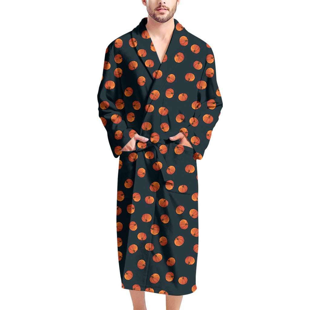 Little Pumpkin Pattern Print Men's Bathrobe