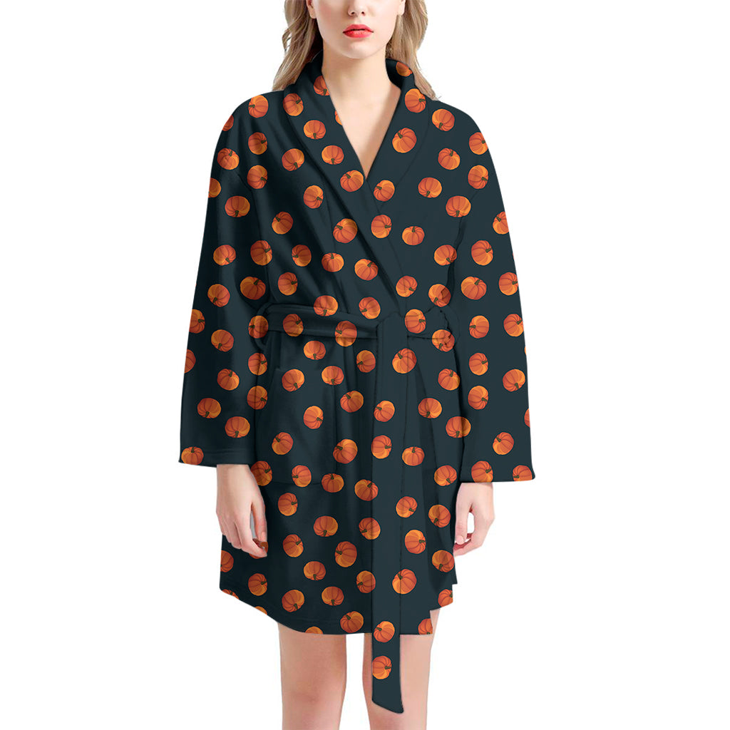 Little Pumpkin Pattern Print Women's Bathrobe