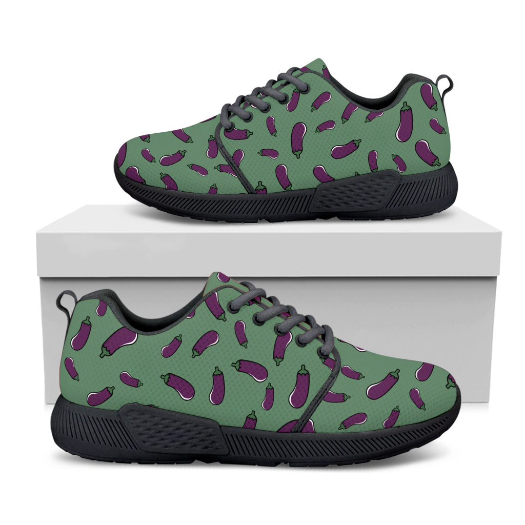 Little Purple Eggplant Pattern Print Black Athletic Shoes