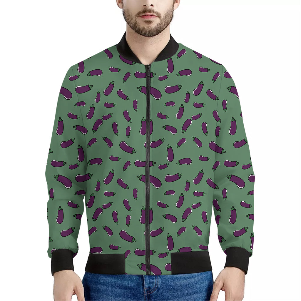 Little Purple Eggplant Pattern Print Men's Bomber Jacket