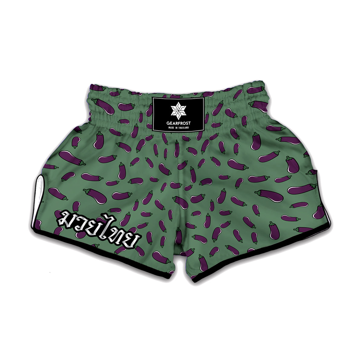 Little Purple Eggplant Pattern Print Muay Thai Boxing Shorts