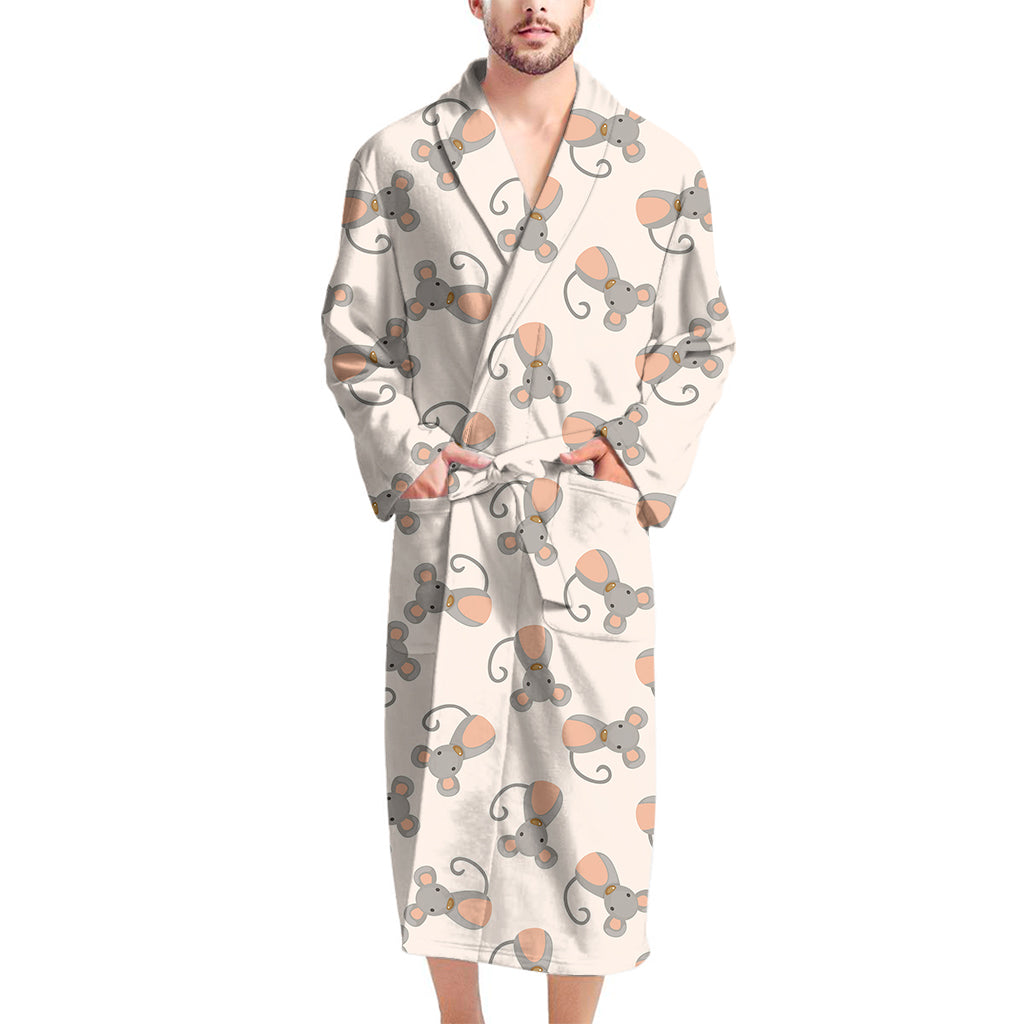 Little Rat Pattern Print Men's Bathrobe