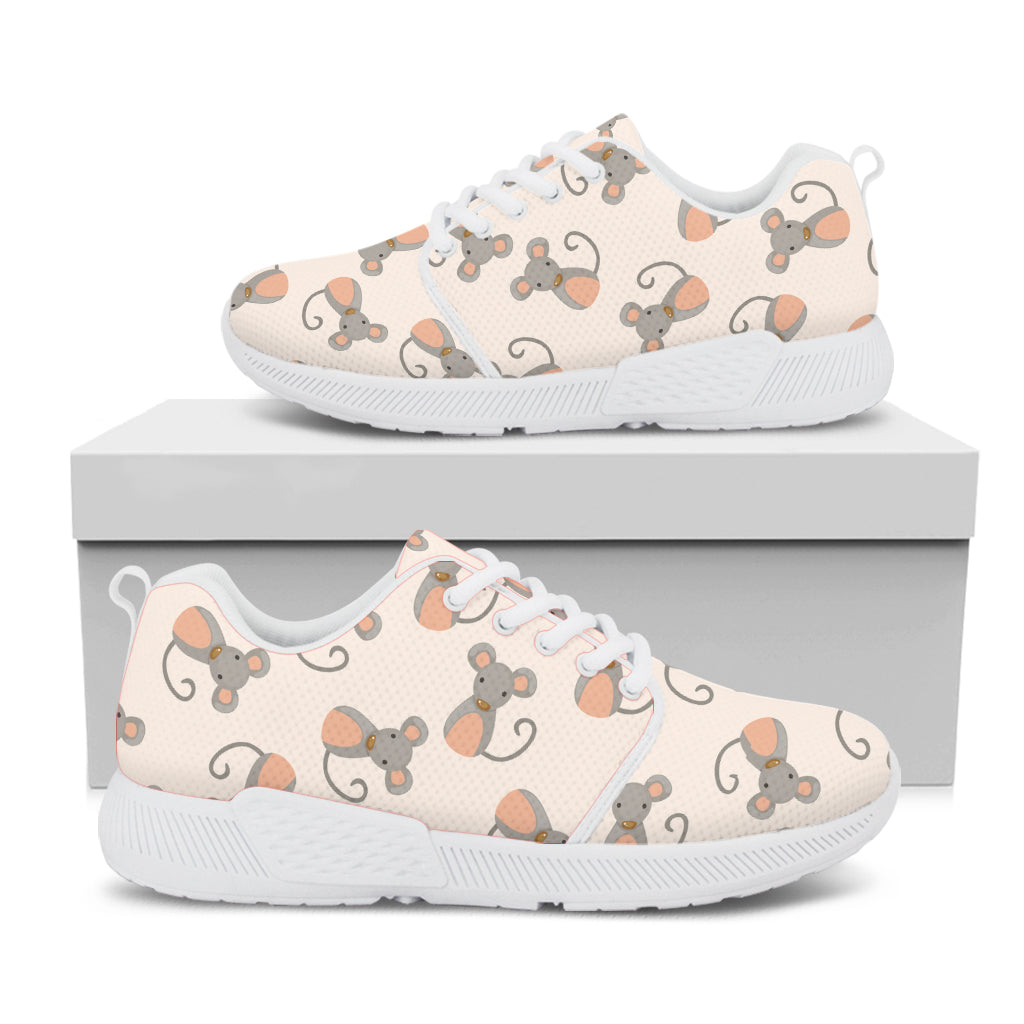 Little Rat Pattern Print White Athletic Shoes