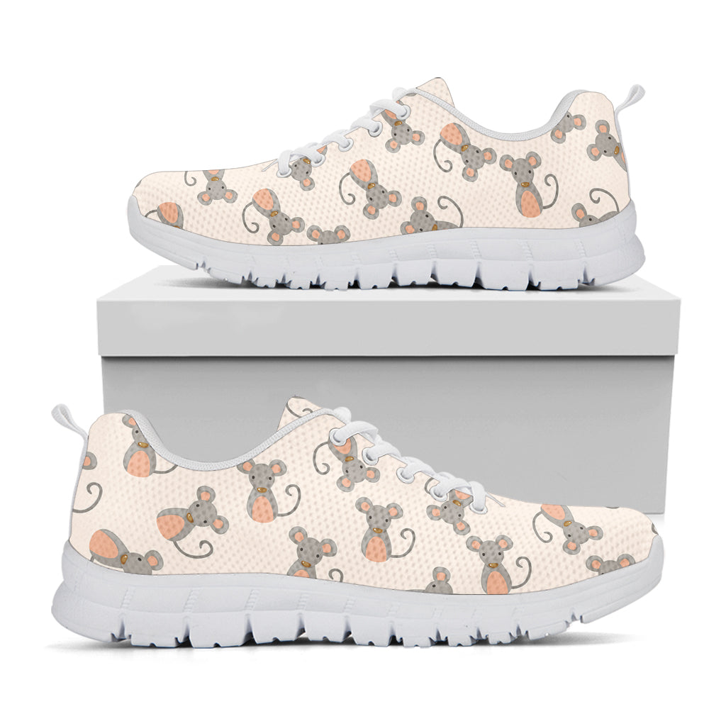 Little Rat Pattern Print White Sneakers