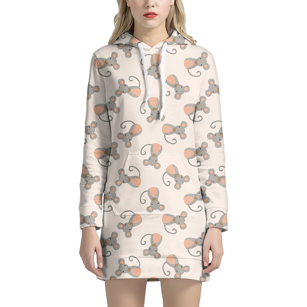 Little Rat Pattern Print Women's Pullover Hoodie Dress