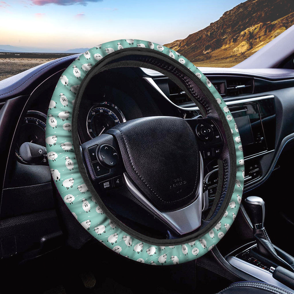 Little Sheep Pattern Print Car Steering Wheel Cover