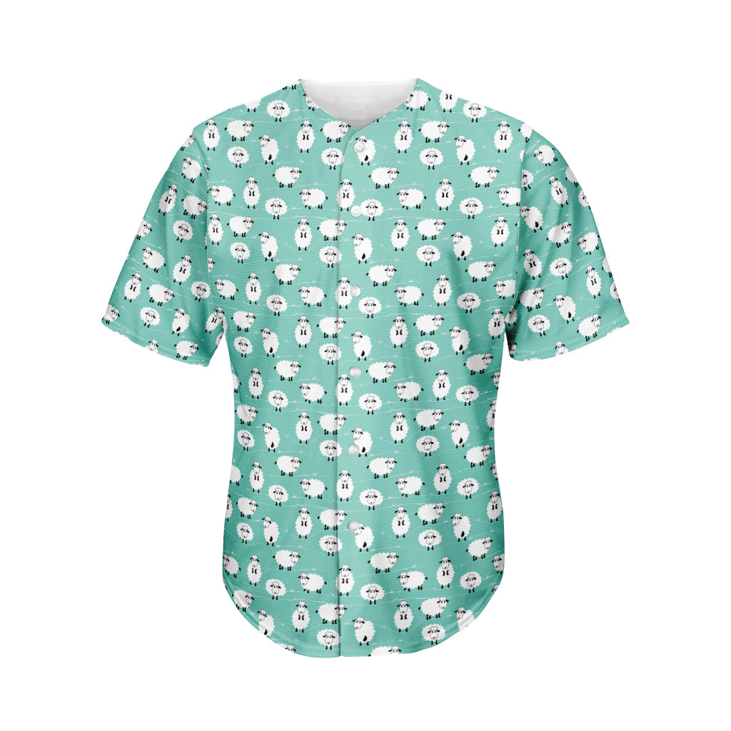 Little Sheep Pattern Print Men's Baseball Jersey