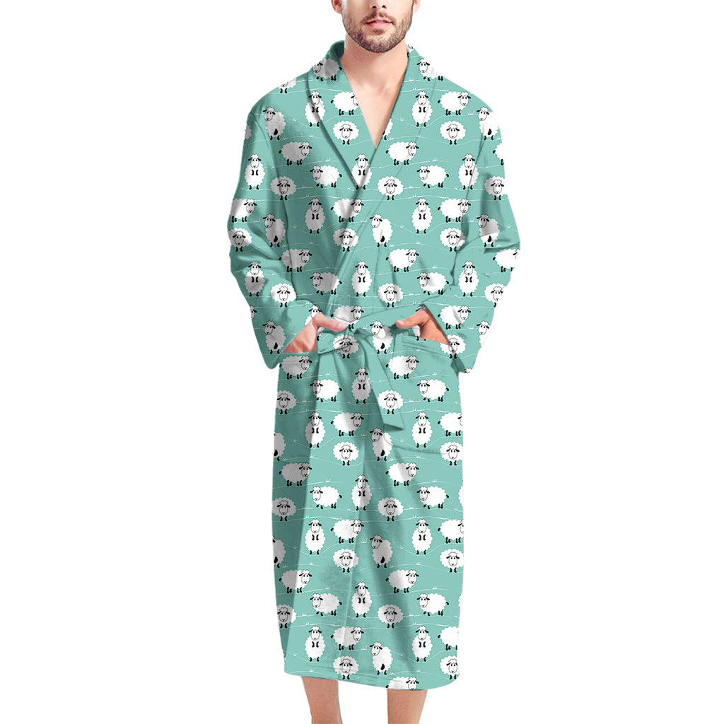 Little Sheep Pattern Print Men's Bathrobe