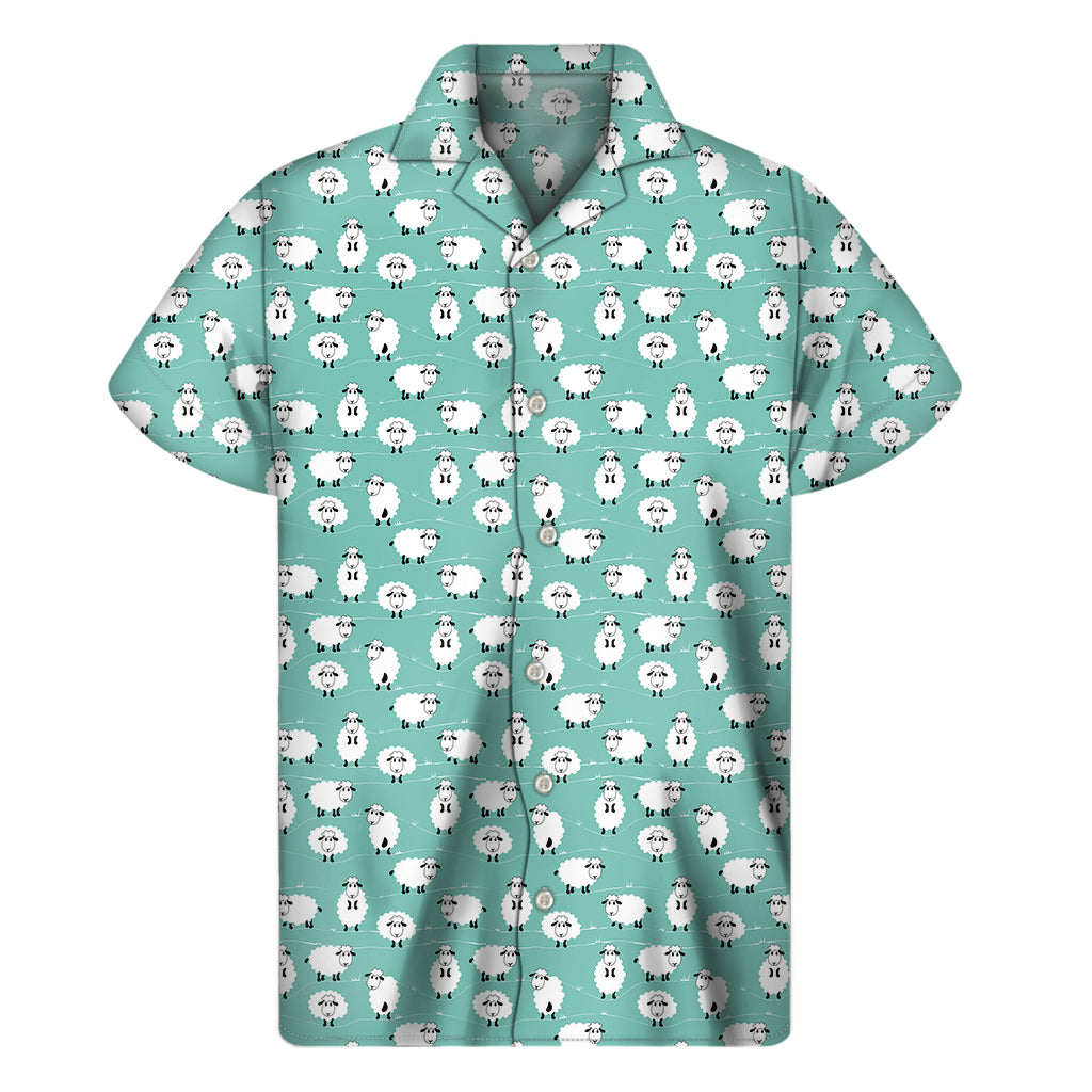 Little Sheep Pattern Print Men's Short Sleeve Shirt