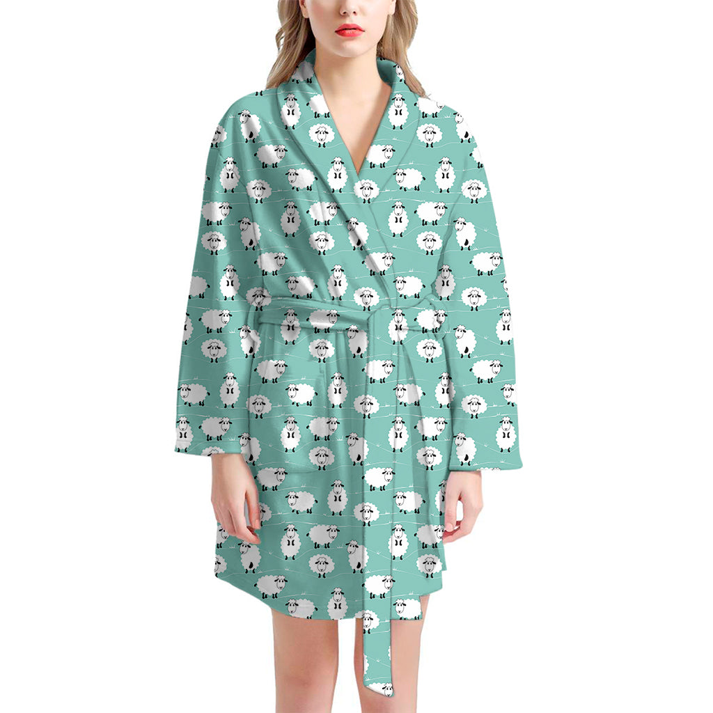 Little Sheep Pattern Print Women's Bathrobe