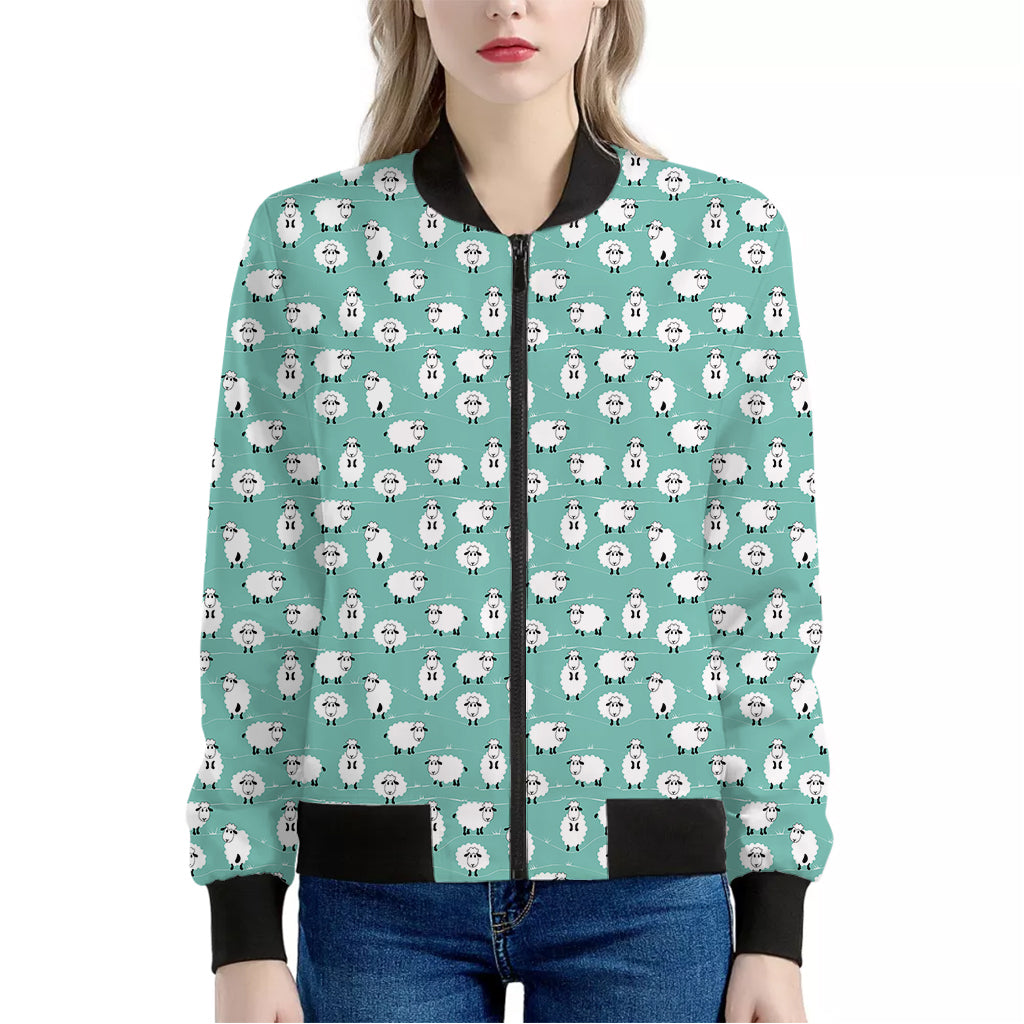 Little Sheep Pattern Print Women's Bomber Jacket