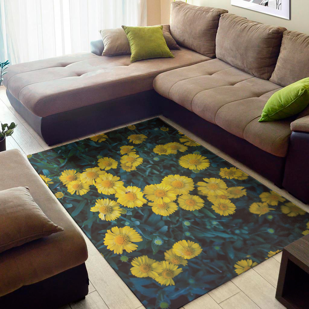 Little Yellow Daisy Print Area Rug