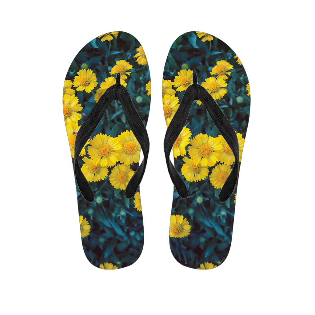 Little Yellow Daisy Print Flip Flops