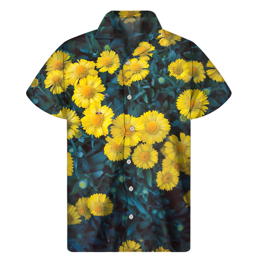 Little Yellow Daisy Print Men's Short Sleeve Shirt