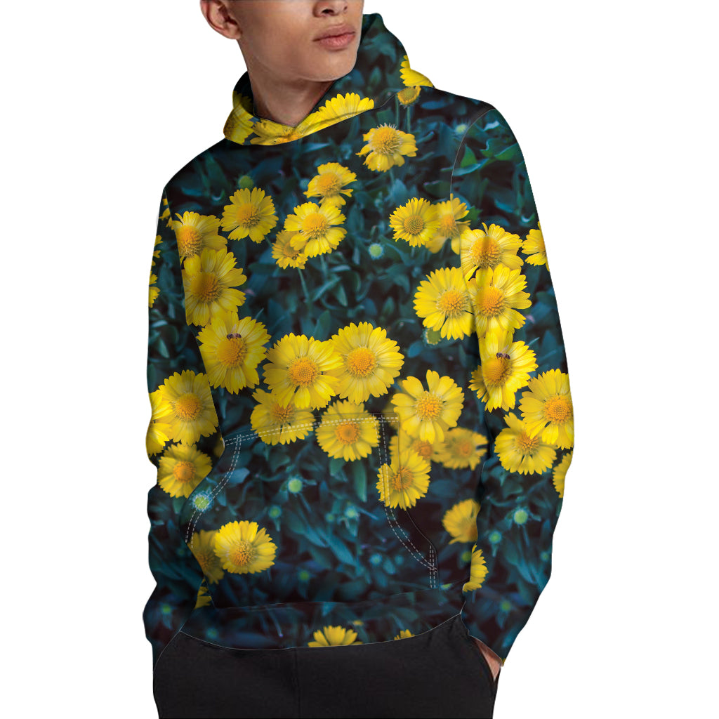 Little Yellow Daisy Print Pullover Hoodie