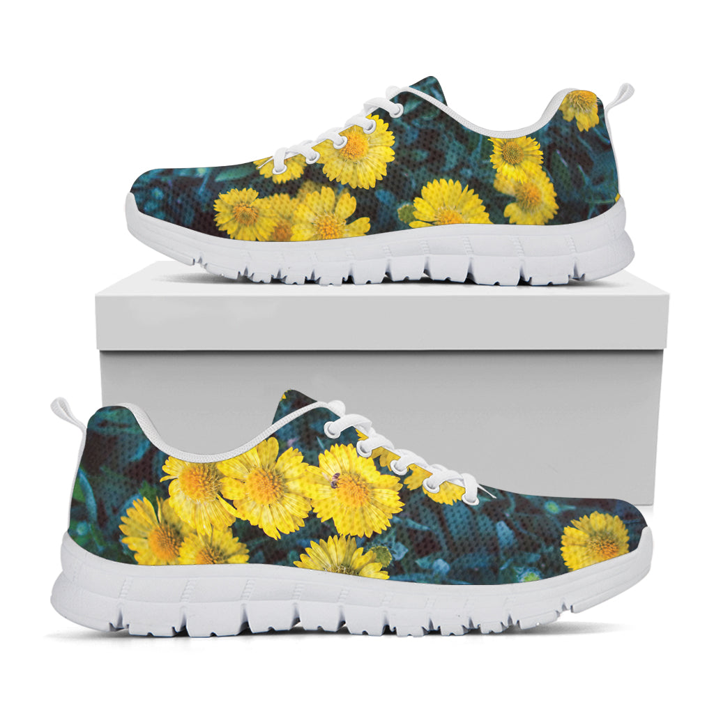 Little Yellow Daisy Print White Sneakers