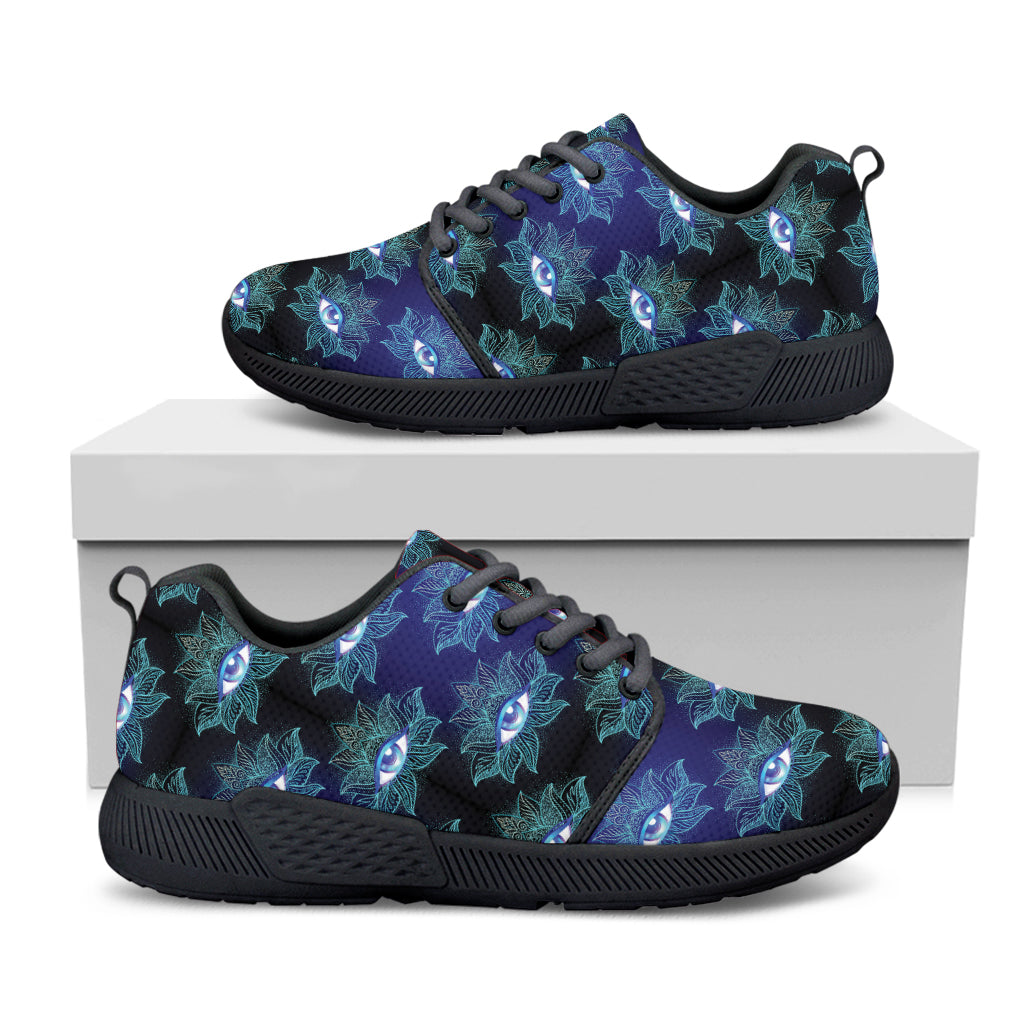 Lotus Eye of Providence Pattern Print Black Athletic Shoes