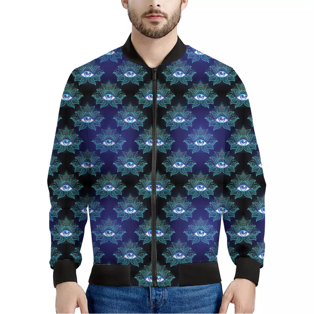 Lotus Eye of Providence Pattern Print Men's Bomber Jacket