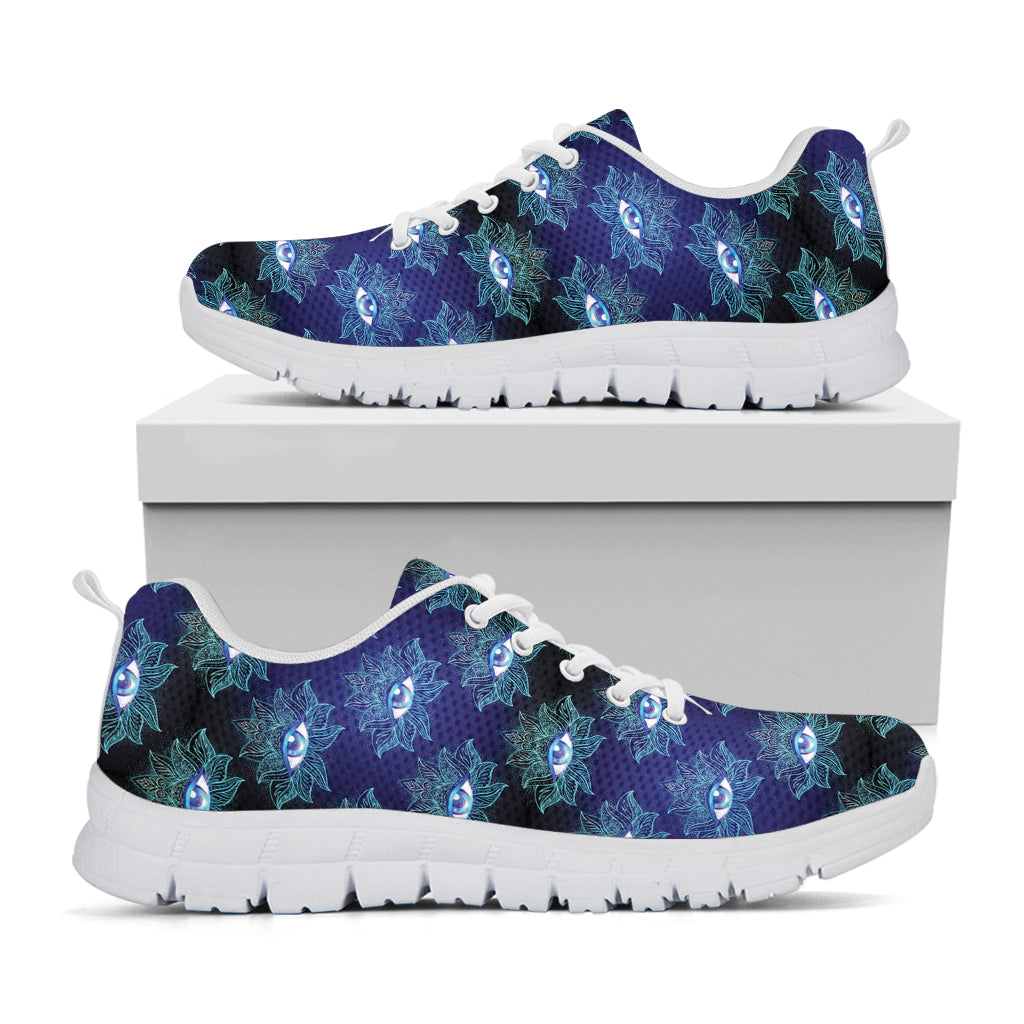 Lotus Eye of Providence Pattern Print White Sneakers