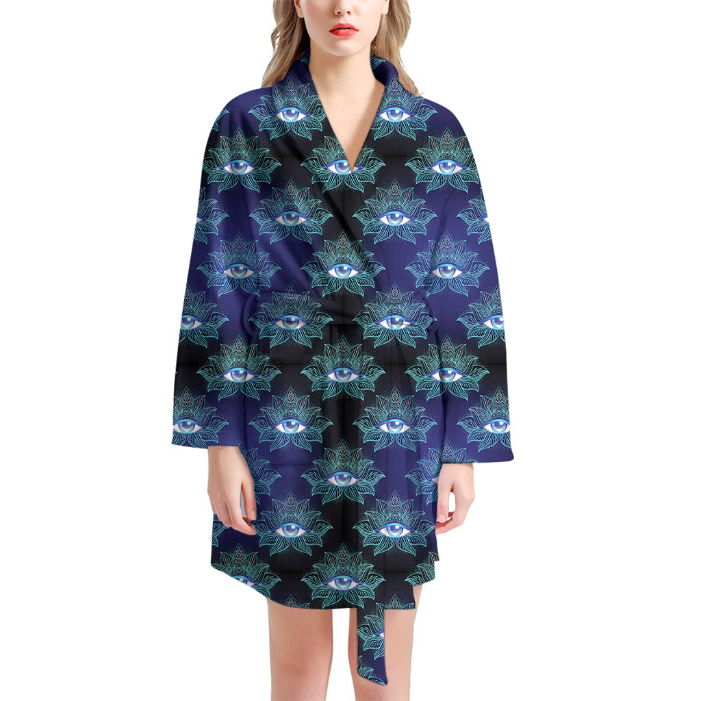 Lotus Eye of Providence Pattern Print Women's Bathrobe