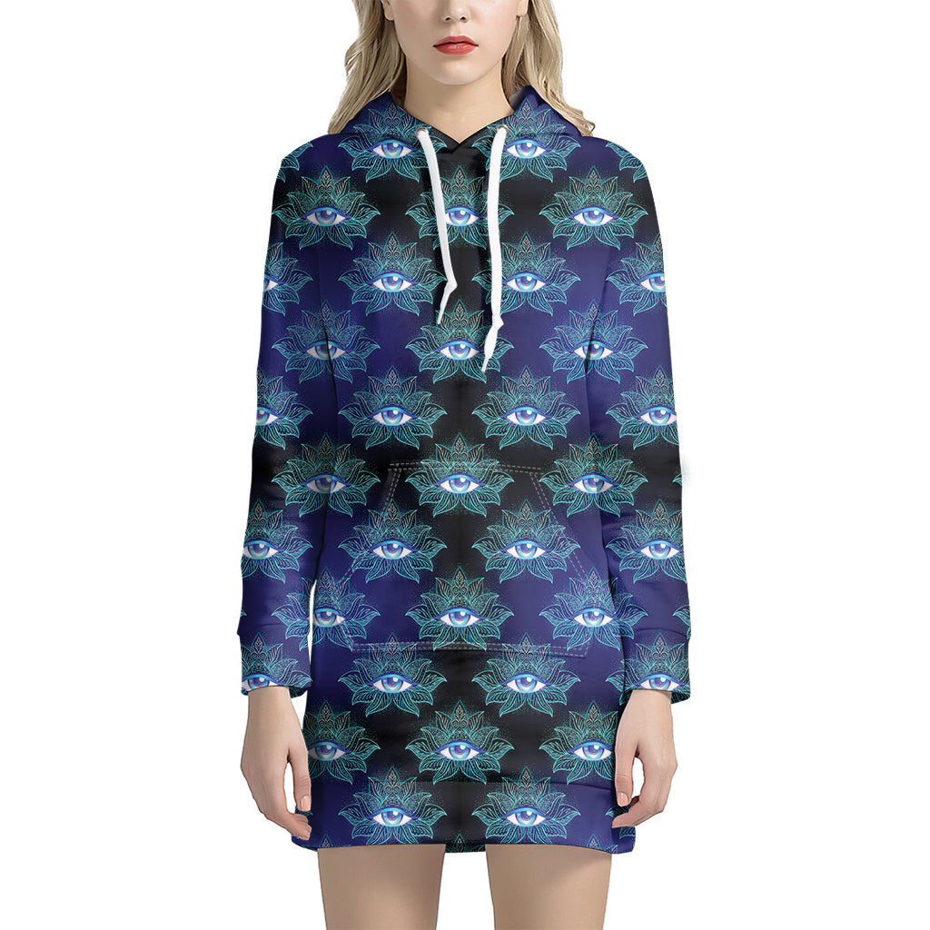 Lotus Eye of Providence Pattern Print Women's Pullover Hoodie Dress