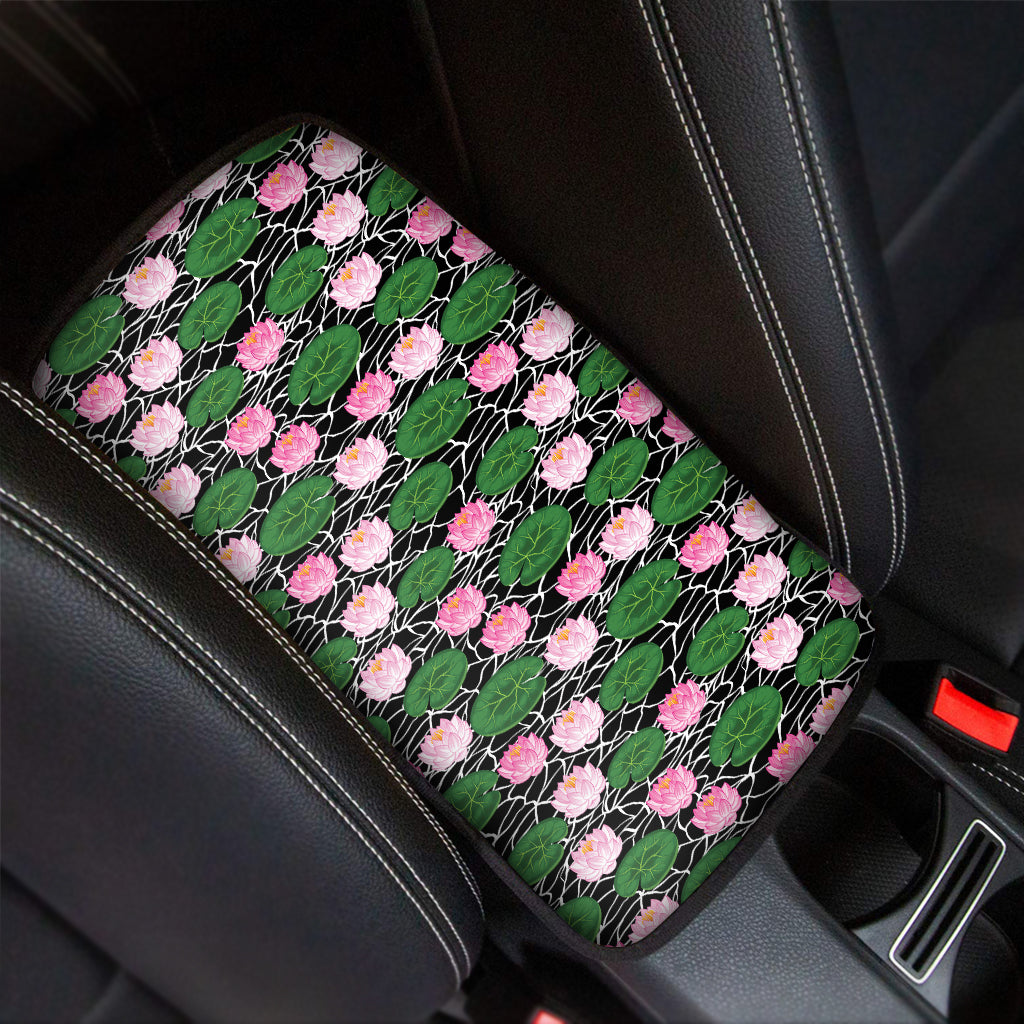 Lotus Flower And Leaf Pattern Print Car Center Console Cover