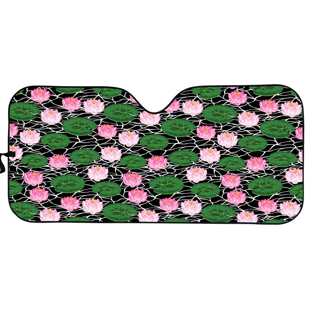 Lotus Flower And Leaf Pattern Print Car Sun Shade