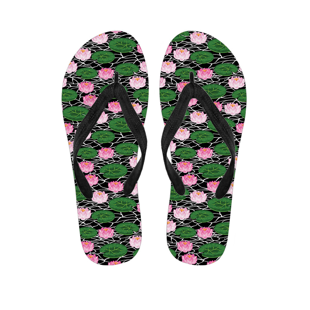 Lotus Flower And Leaf Pattern Print Flip Flops