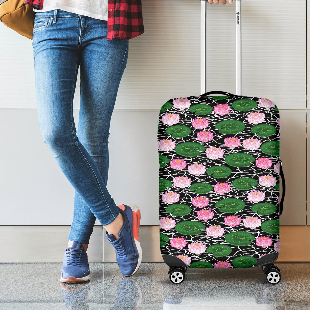 Lotus Flower And Leaf Pattern Print Luggage Cover