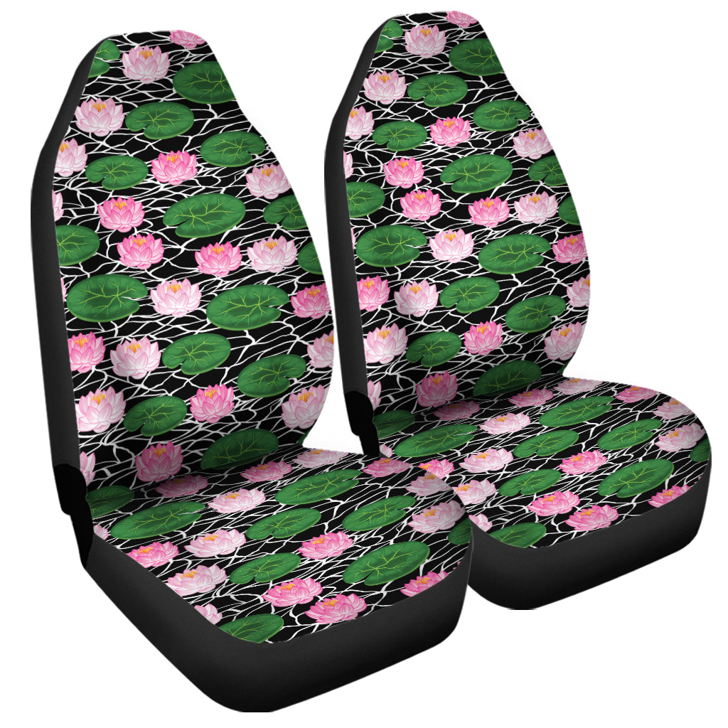 Lotus Flower And Leaf Pattern Print Universal Fit Car Seat Covers