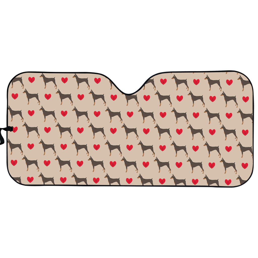 Love Dobermann Pattern Print Car Sun Shade