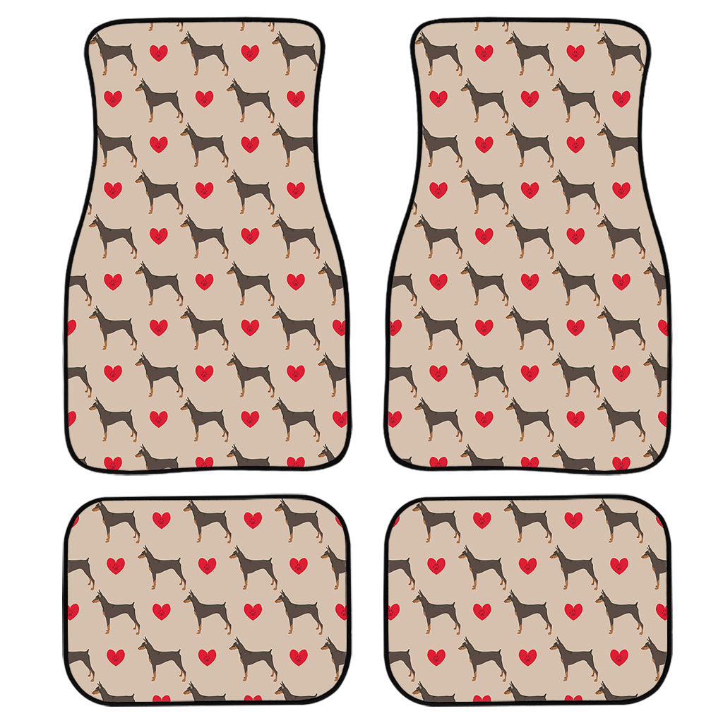 Love Dobermann Pattern Print Front and Back Car Floor Mats