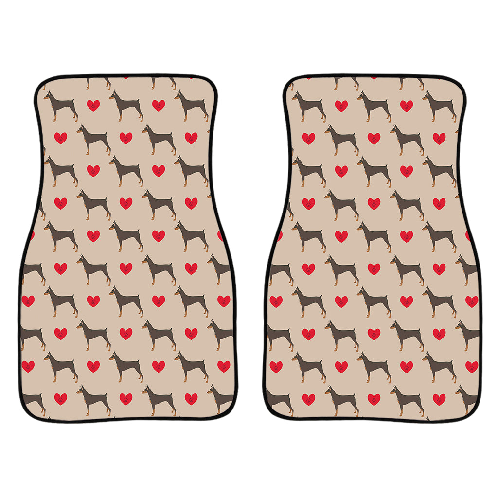 Love Dobermann Pattern Print Front Car Floor Mats