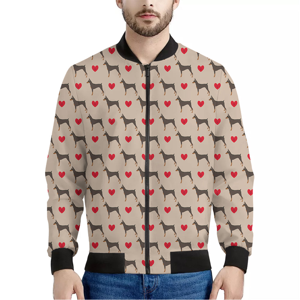 Love Dobermann Pattern Print Men's Bomber Jacket