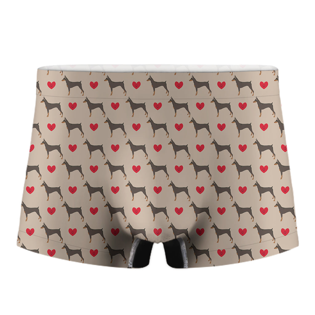 Love Dobermann Pattern Print Men's Boxer Briefs