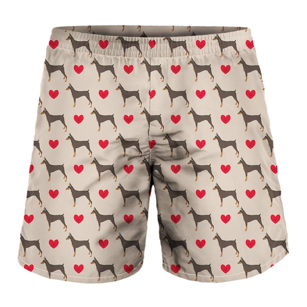 Love Dobermann Pattern Print Men's Shorts