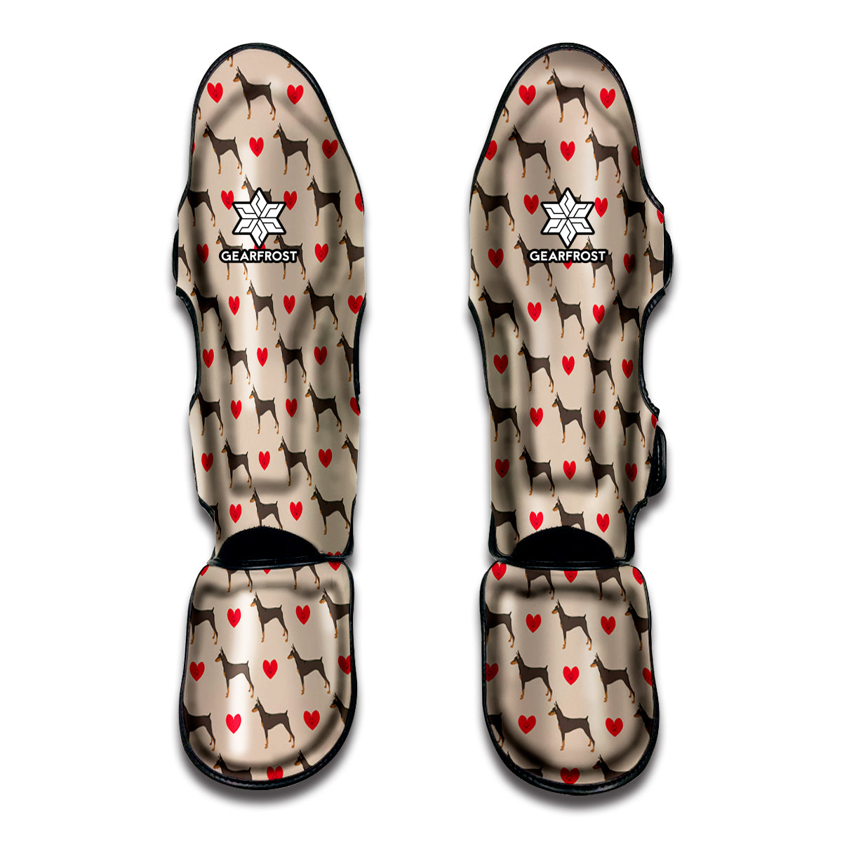 Love Dobermann Pattern Print Muay Thai Shin Guards