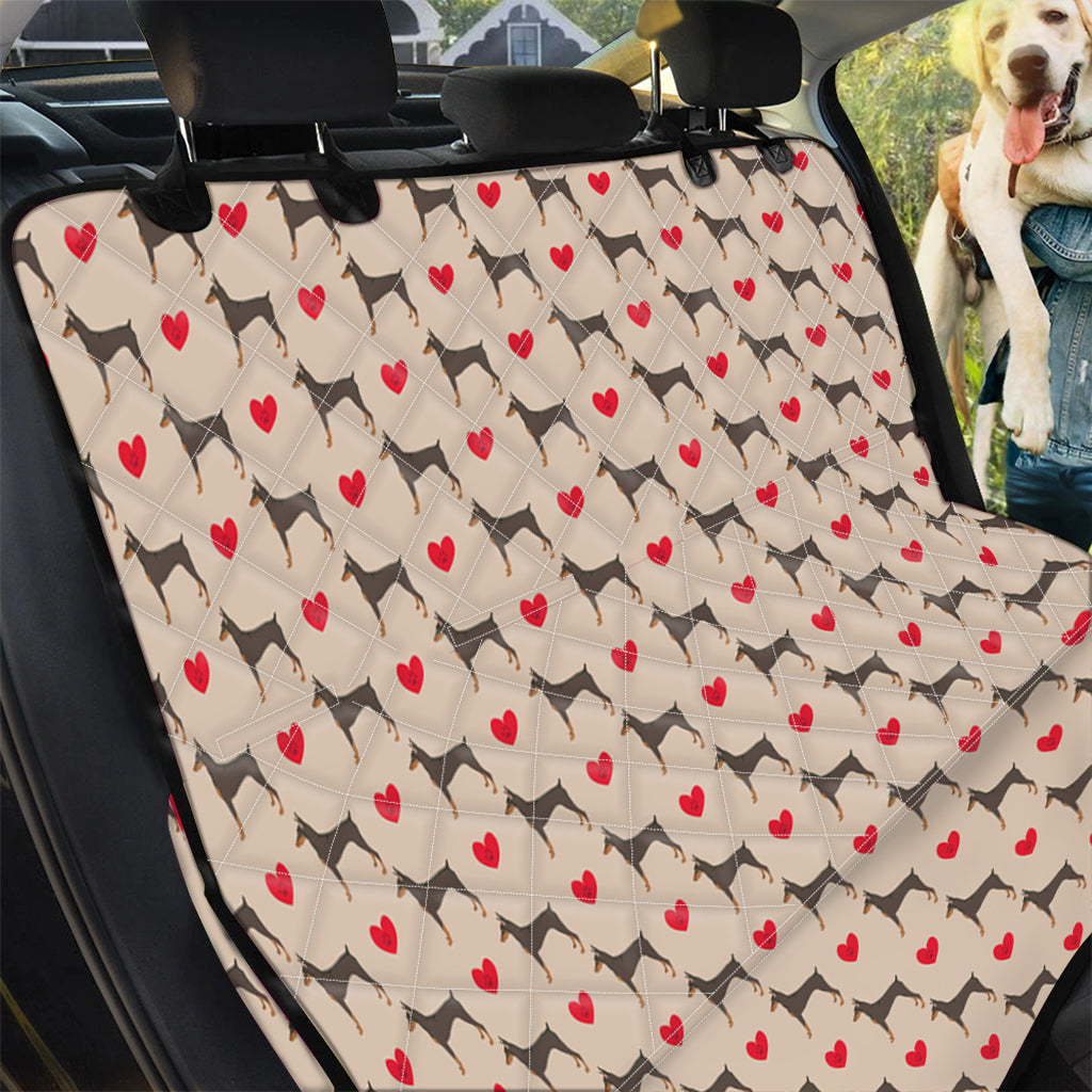 Love Dobermann Pattern Print Pet Car Back Seat Cover