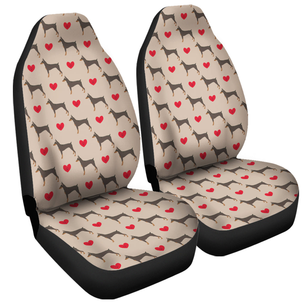 Love Dobermann Pattern Print Universal Fit Car Seat Covers