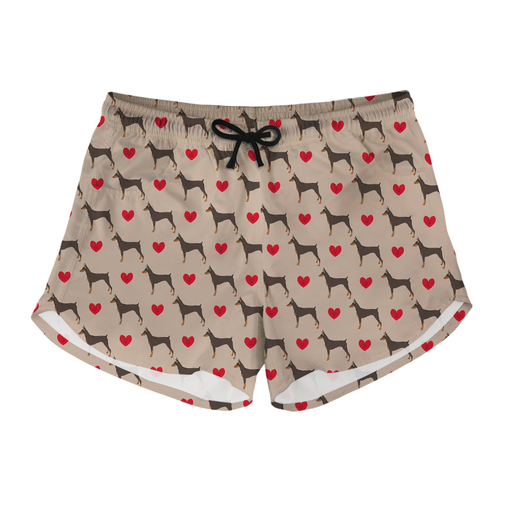 Love Dobermann Pattern Print Women's Shorts