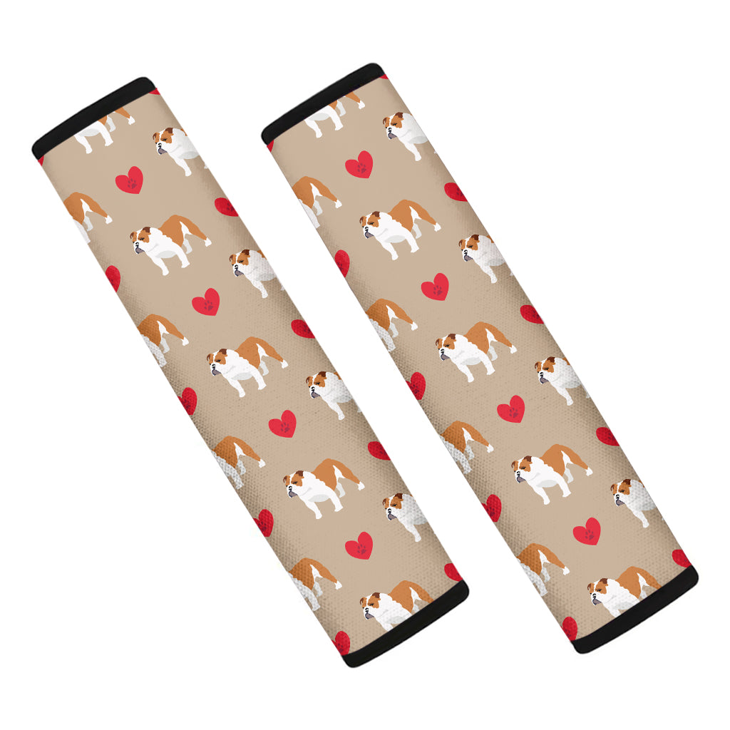 Love English Bulldog Pattern Print Car Seat Belt Covers