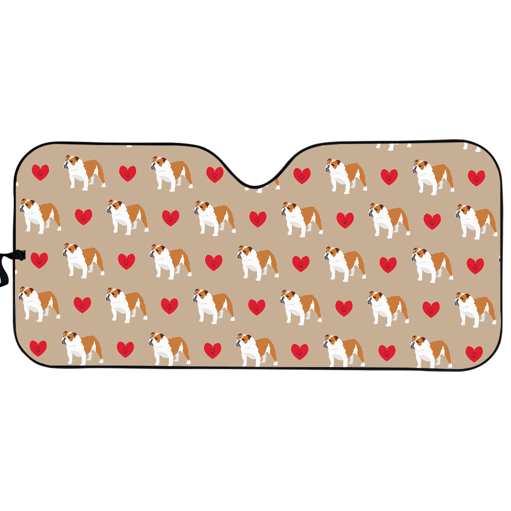 Love English Bulldog Pattern Print Car Sun Shade