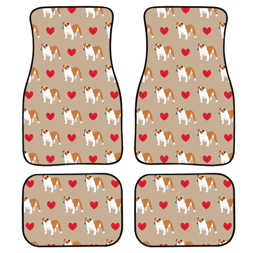 Love English Bulldog Pattern Print Front and Back Car Floor Mats