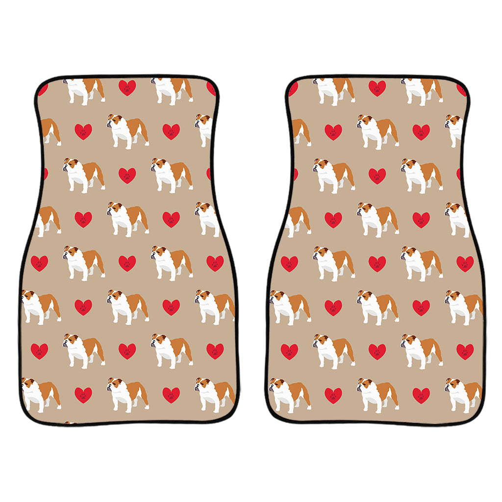 Love English Bulldog Pattern Print Front Car Floor Mats