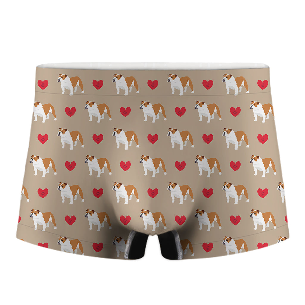 Love English Bulldog Pattern Print Men's Boxer Briefs